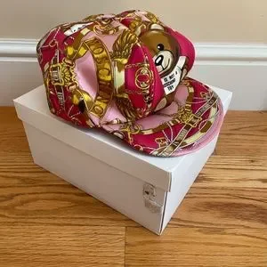 Pink Baroque-Print Teddy Cap from Moschino moschino-pink-teddy-bear-baby-  main image 4